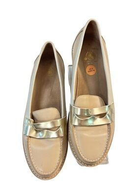Jasper James  Beige & Gold Leather Loafers UK 8 EU 42 US 9.5 10